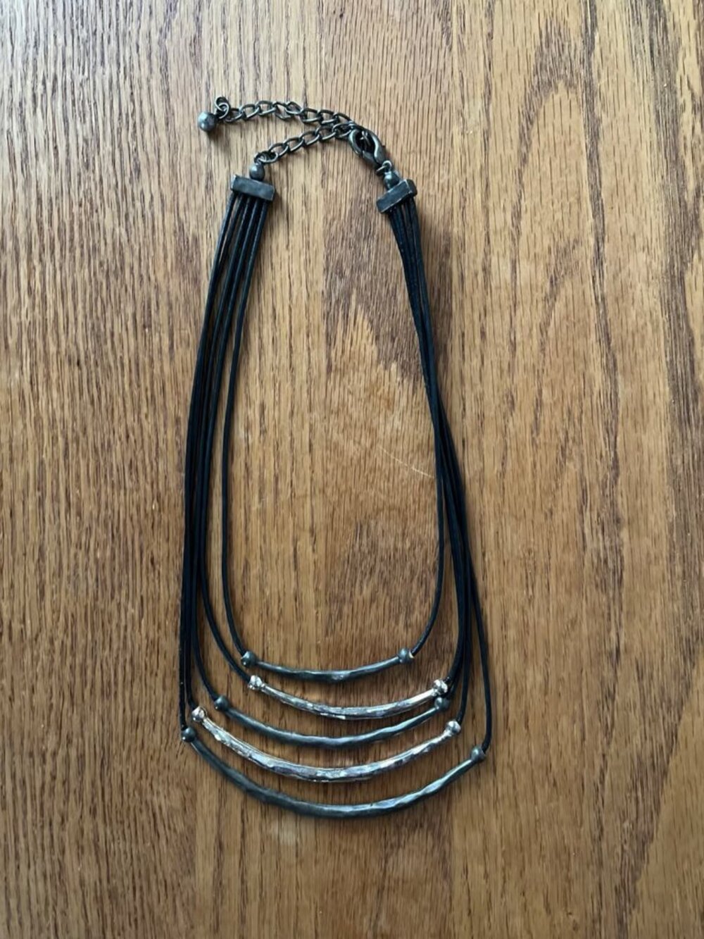 Chico's metal toned and black statement necklace